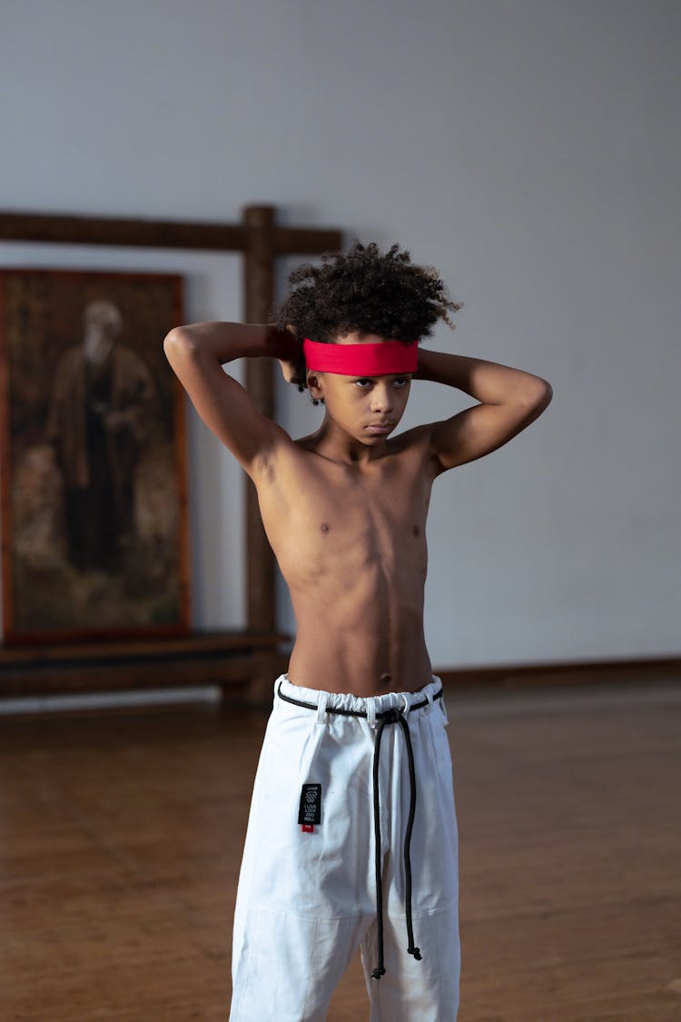 A Boy Wearing Red Headband