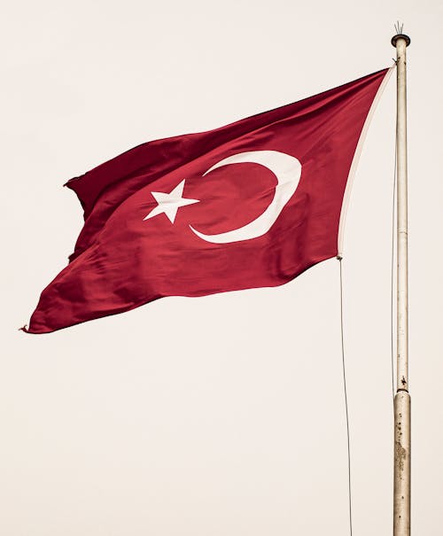 Free Waving Flag of Turkey Stock Photo
