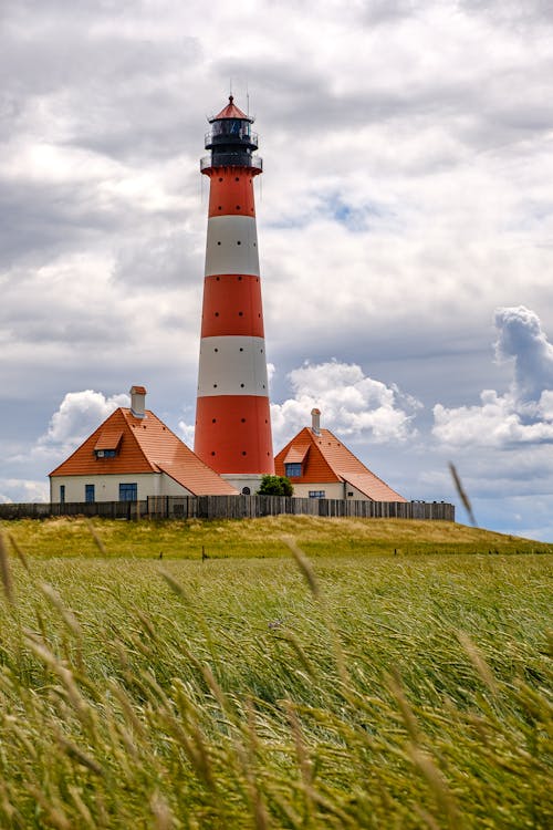 Free Westerheversand Lighthouse under Cloudy Sky Stock Photo