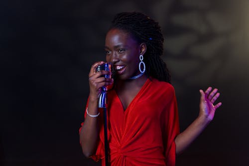 A Woman Holding a Microphone