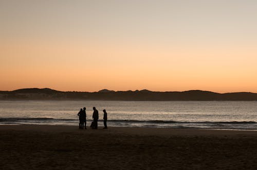 Silhouette of People at the Beach