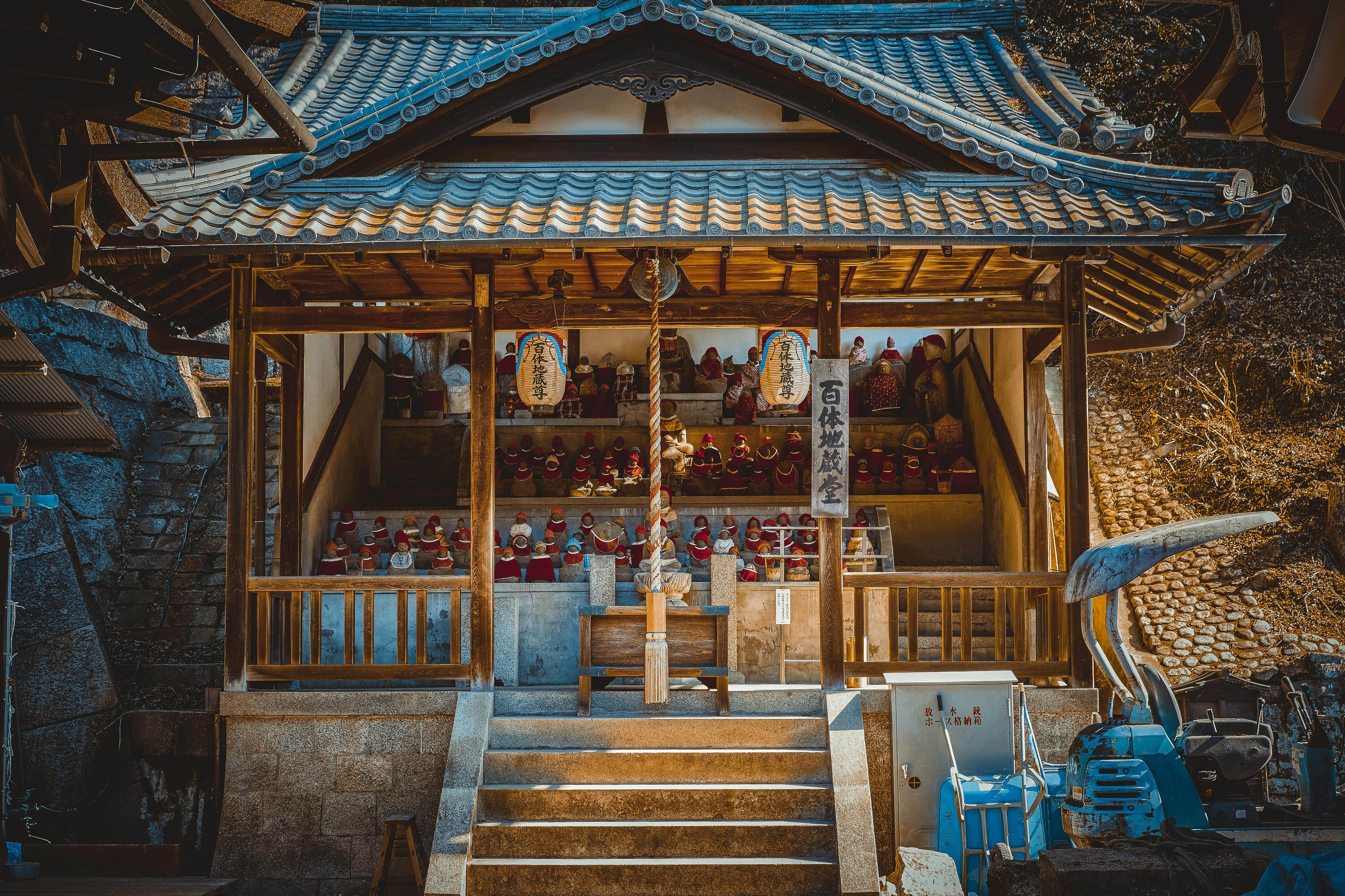 Wooden Store on the Concrete Pavement