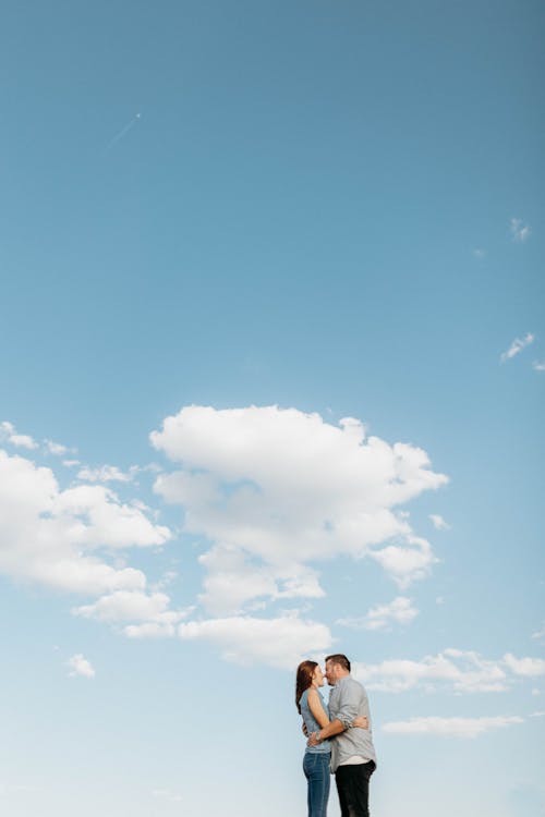 Couple Hugging Under the blue sky