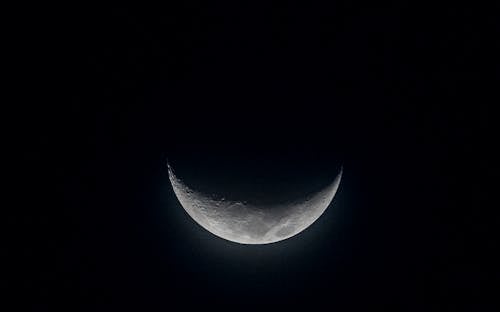 A Crescent Moon Across the Dark Night Sky 