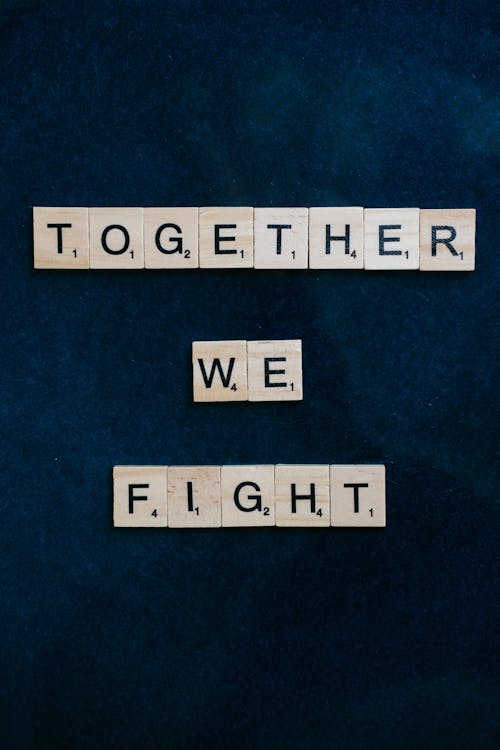 Top View of a Slogan in Scrabble Tiles