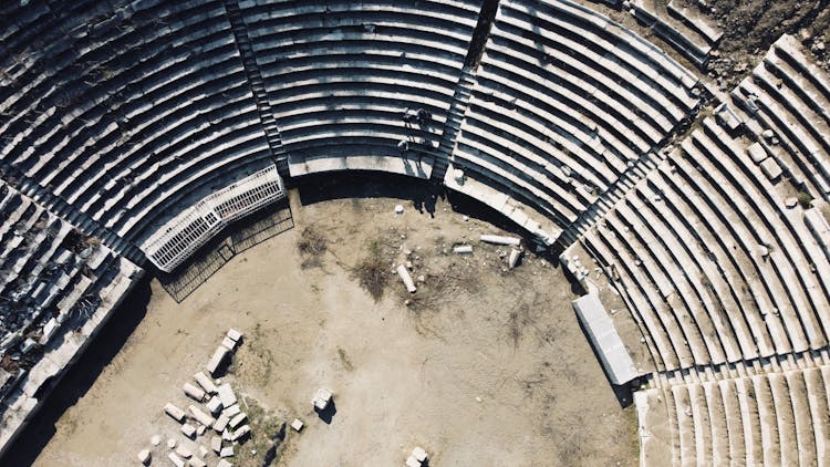 Aerial View Of A Ruin Coliseum