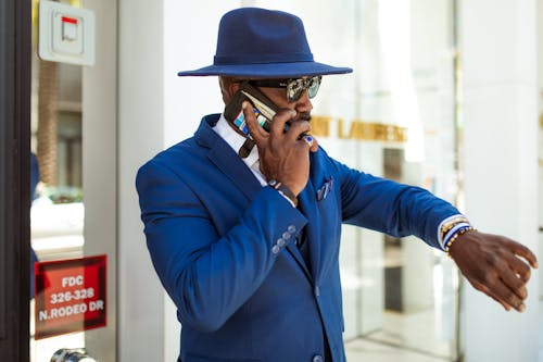 A Man in Blue Suit Jacket