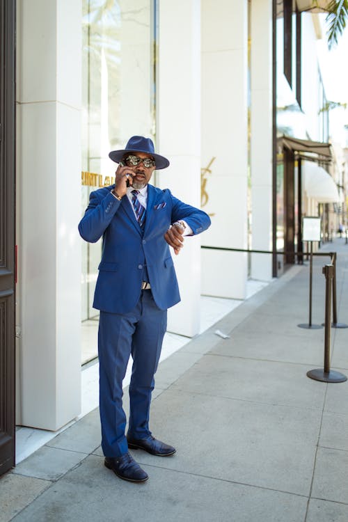 Man Wearing a Blue Suit 