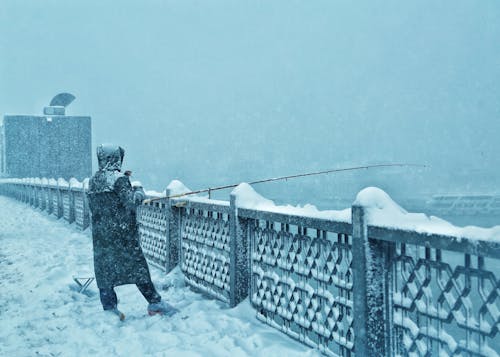 Foto profissional grátis de inverno, nevando, pescaria