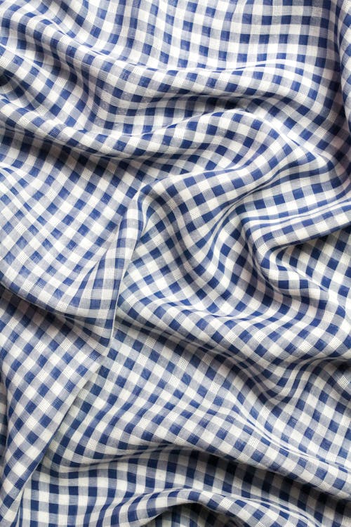 A Creased Checkered Blue Fabric