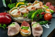 Slices of Ham and Salami on Sandwiches