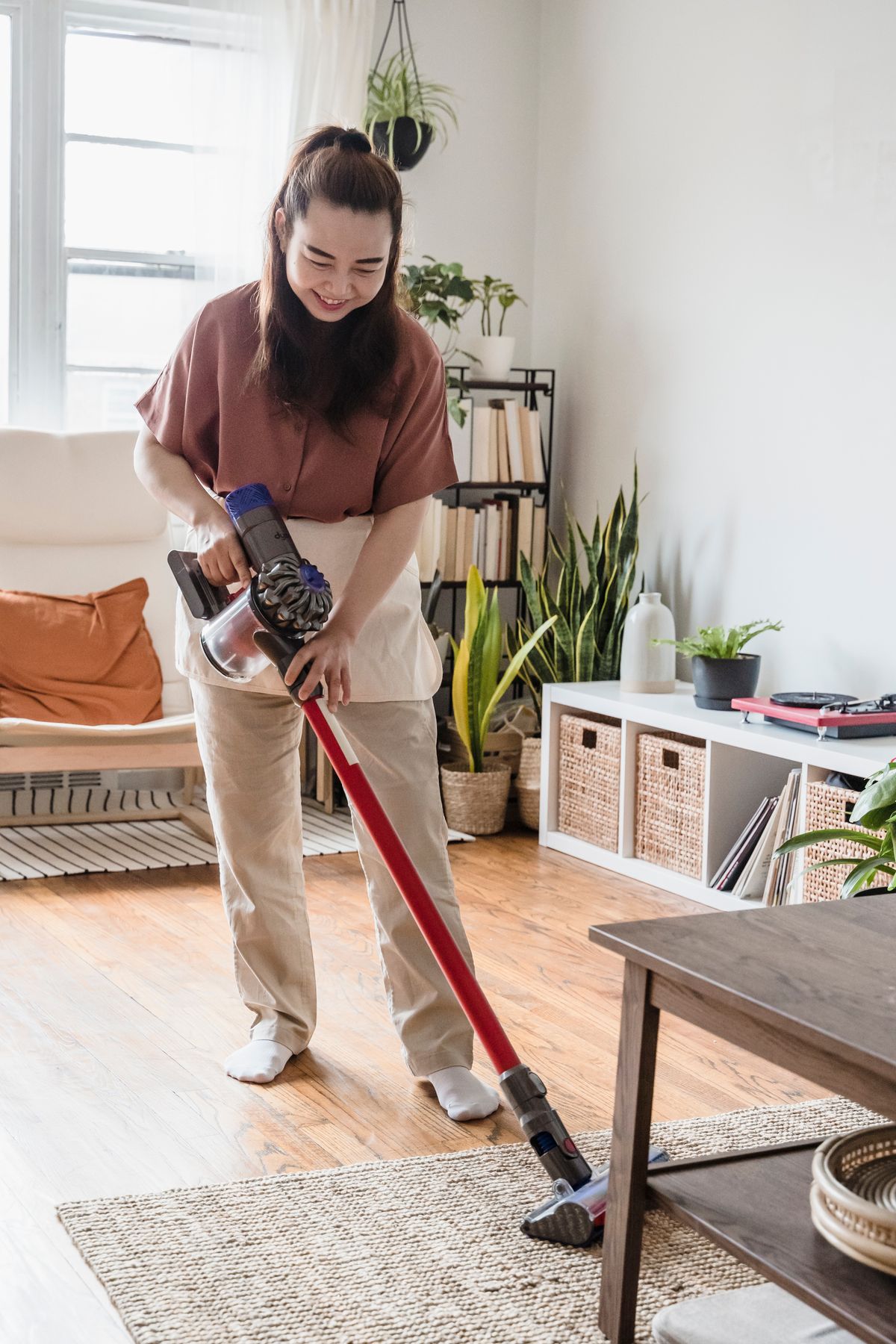 Regular cleaning of bright living room