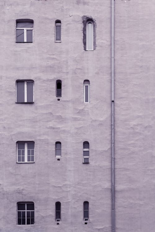 Windows and Gutter on Building Wall