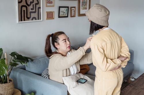 A Woman in Beige Sweater