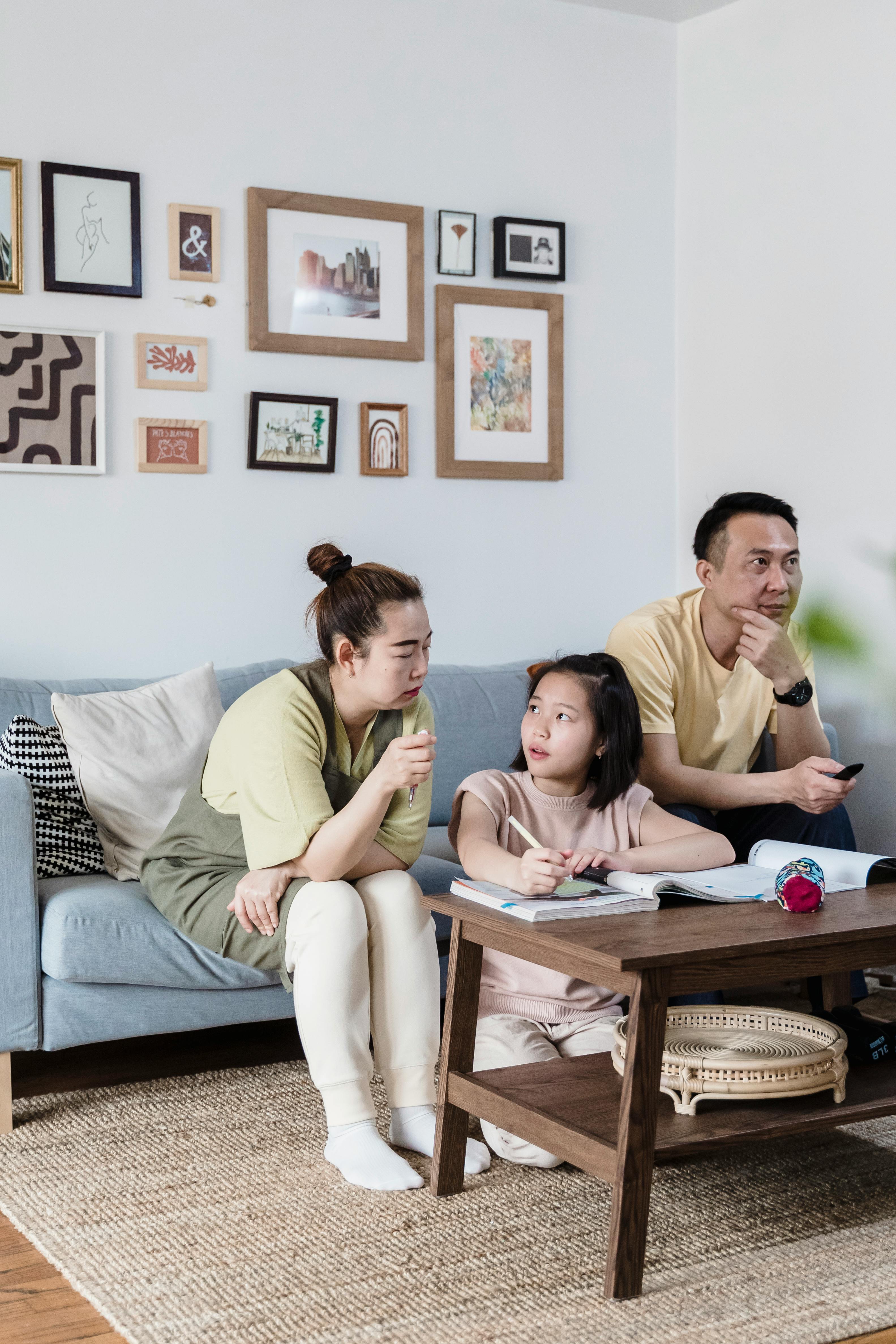 mother guides her daughter on her studies