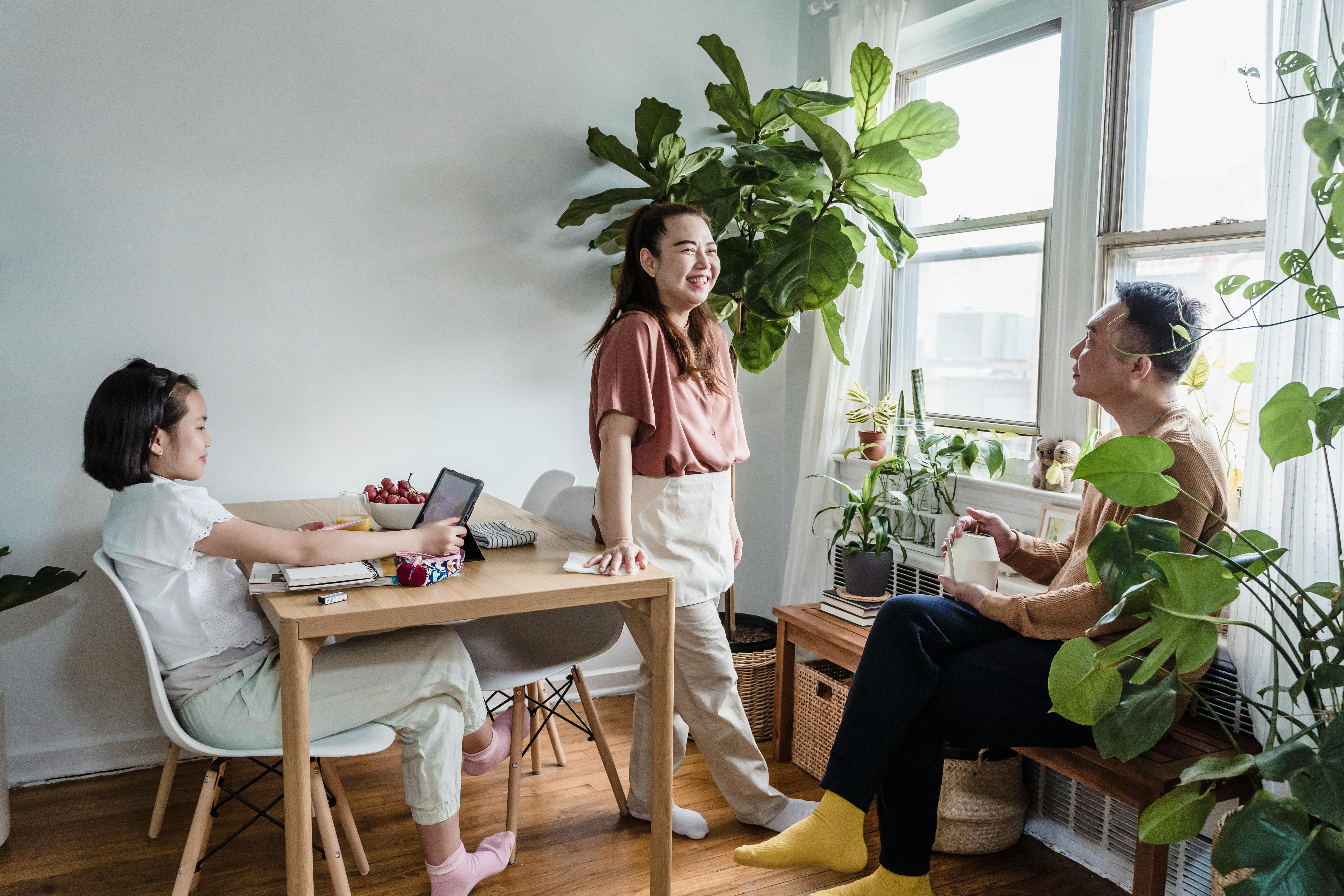 happy family inside their home