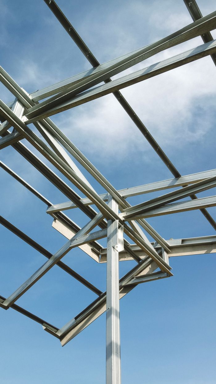 Metal stud framing structure on a commercial jobsite