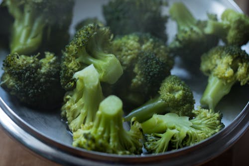 Green Broccoli on Stainless Steel Bowl