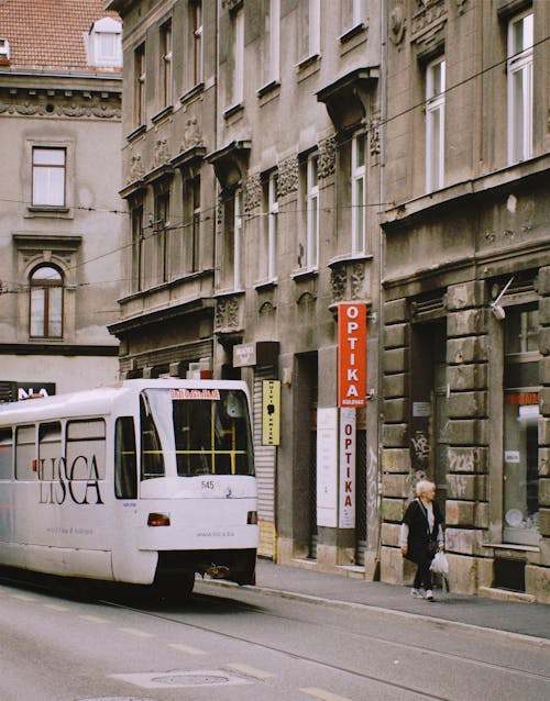 A Tram Traversing the City Road