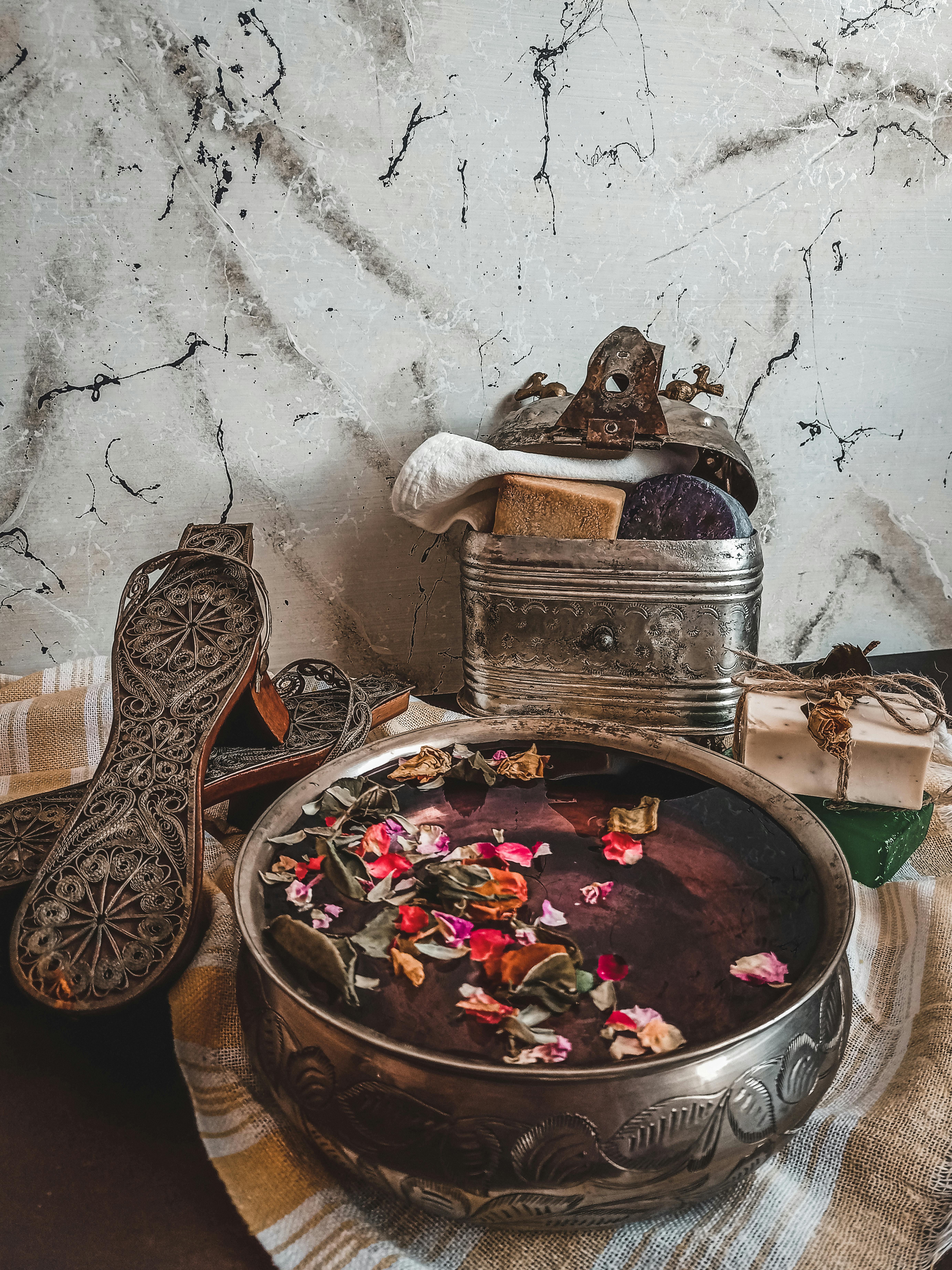 Colorful Flowers in the Silver Pot · Free Stock Photo