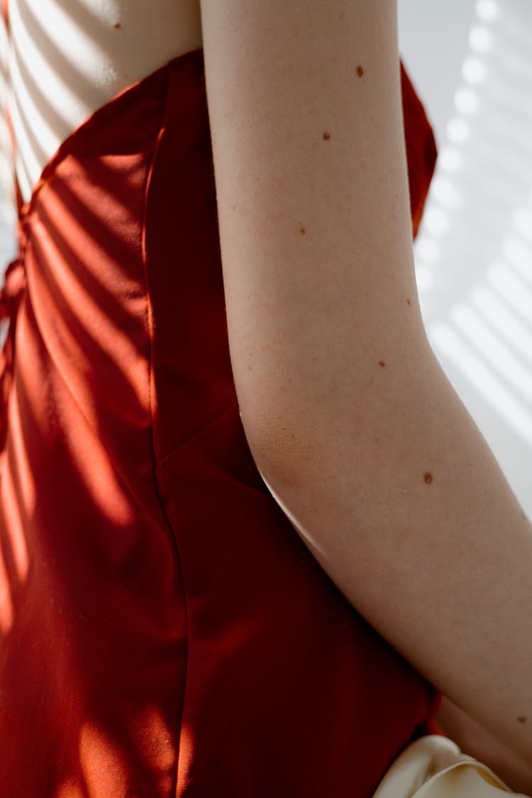 A Woman Wearing Red Shirt