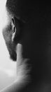 Grayscale Photo of Mans Face