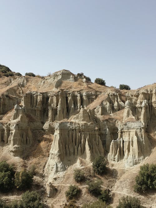 Free Rock Formations at Kula Peribacaları Tabiat Anıtı Stock Photo