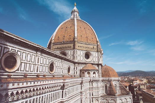 Explore the stunning dome of Florence Cathedral under a clear blue sky in Italy's historical city.