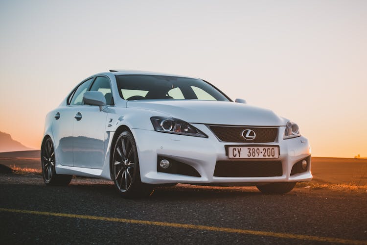 Low Angle Shot Of White Lexus Car