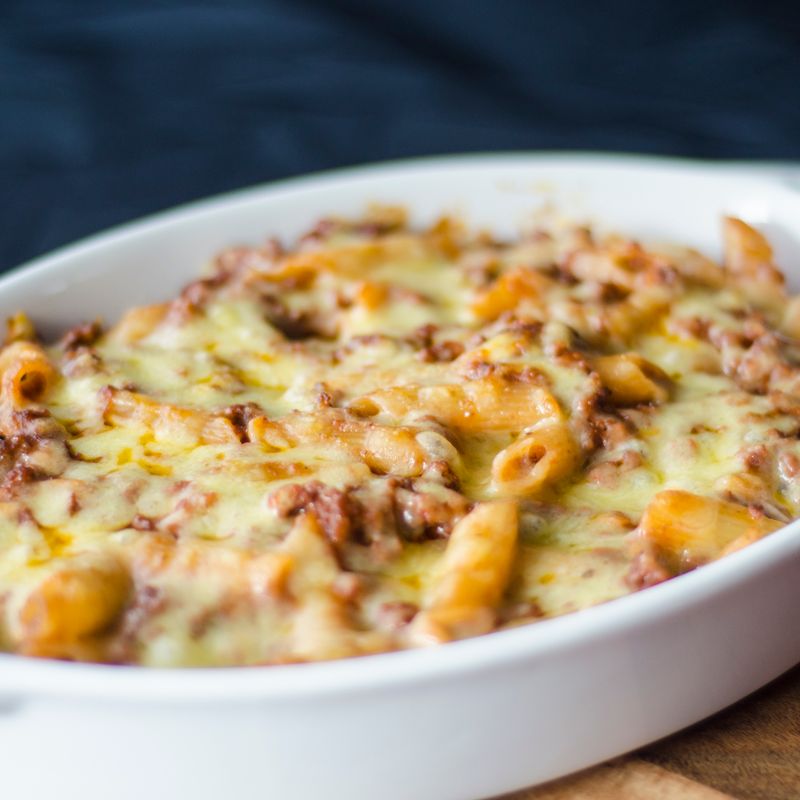 Baked Ziti Casserole with Beef and Three Cheeses