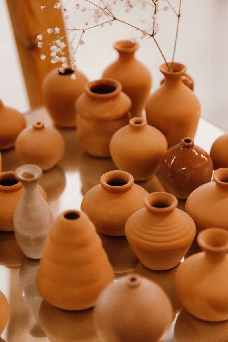 Brown clay vases grouped together
