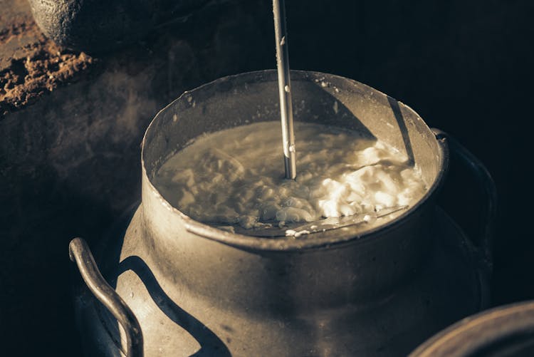 Close Up Shot Of Milk In The Jar