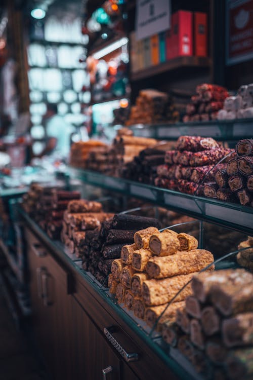 Close-up of Food on Display in a Cafe 