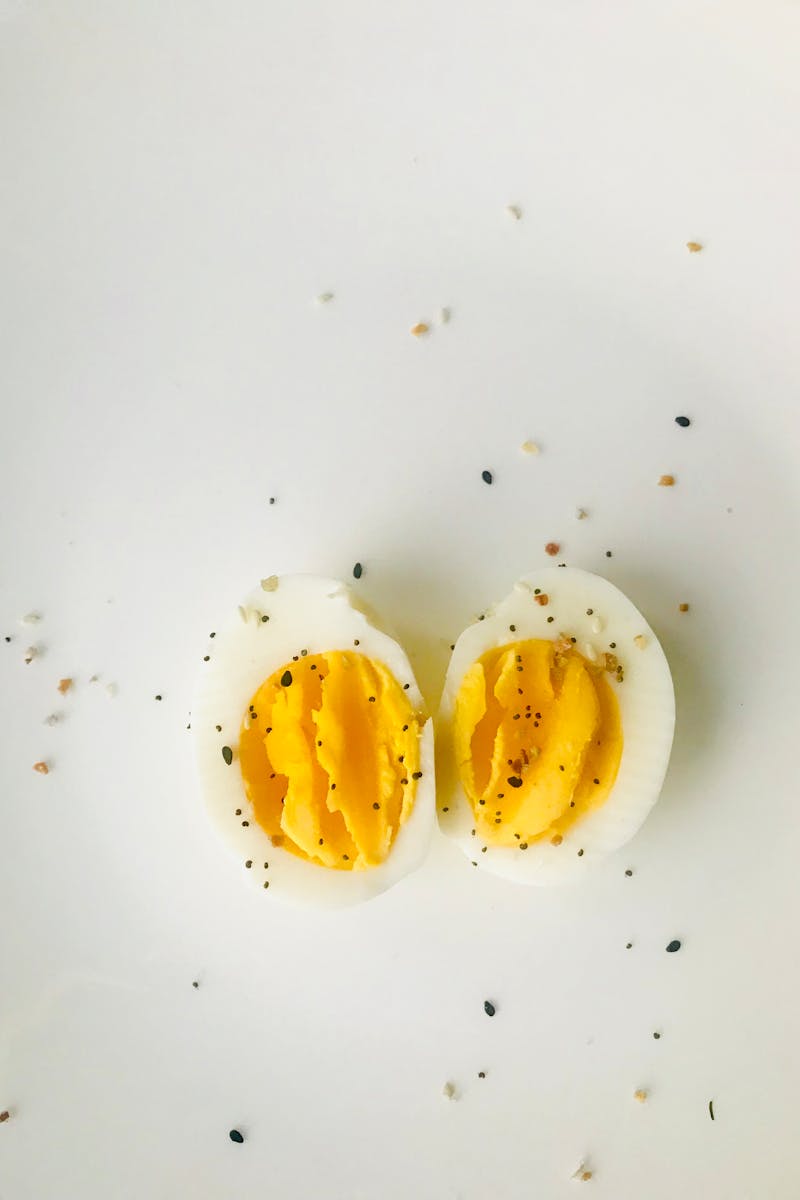 Sliced Boiled Egg on White Plate