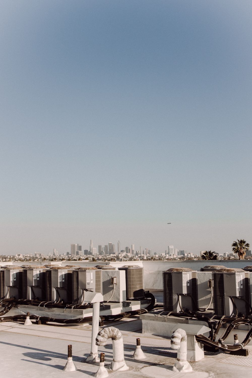 Commercial rooftop mechanical equipment; illustrative stock photograph