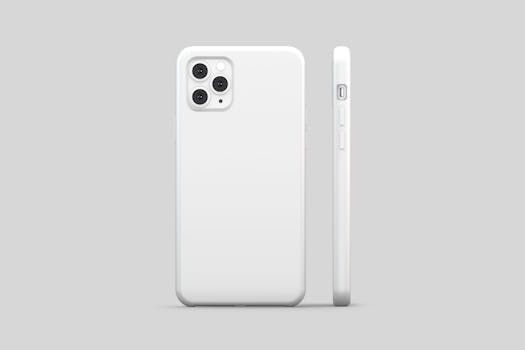 Close-up of a sleek white smartphone with modern technology design. Ideal for tech-focused visuals.