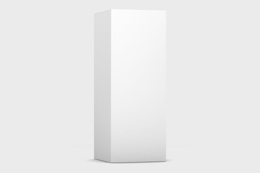 Sleek white rectangular box for product mockup with minimalist design and ample copyspace.