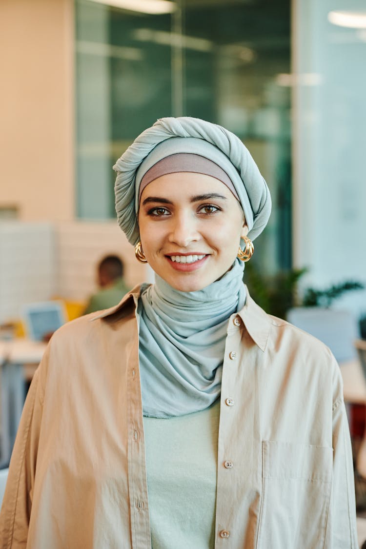 Smiling Woman Wearing Hijab 