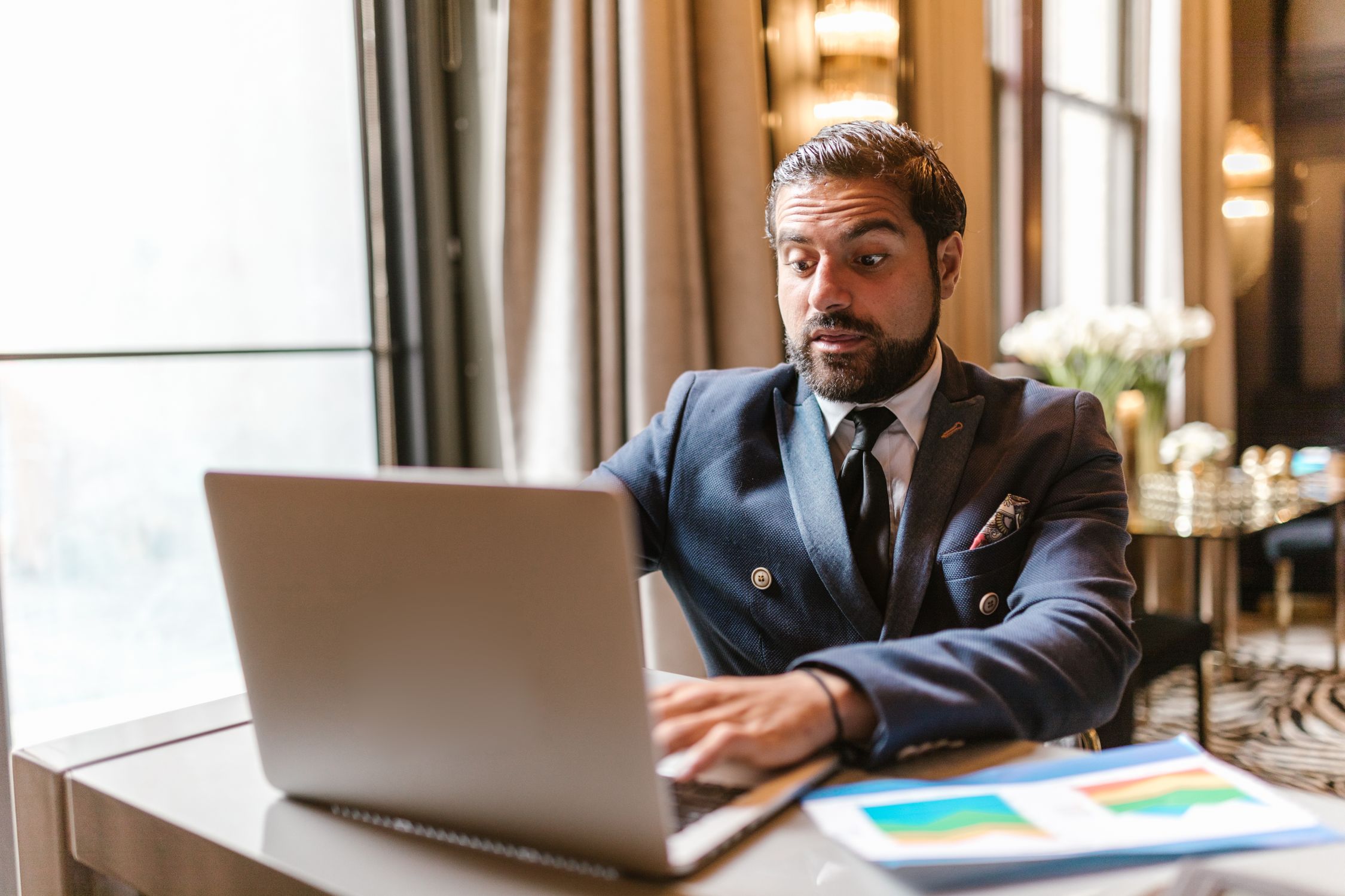Suits Photo Computer Man in Black Suit Jacket Using Laptop · Free Stock Photo
