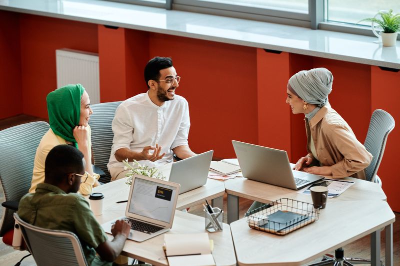 People having a meeting at the office