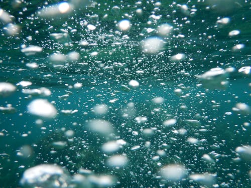 Kostnadsfria Kostnadsfri bild av luftbubblor, turkos, undervattensfotografering Stock foto