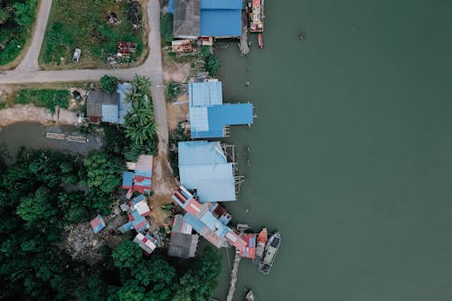 Gratis lagerfoto af droneoptagelse, fugleperspektiv, huse