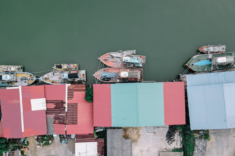 Boats  Tied On The River Banks