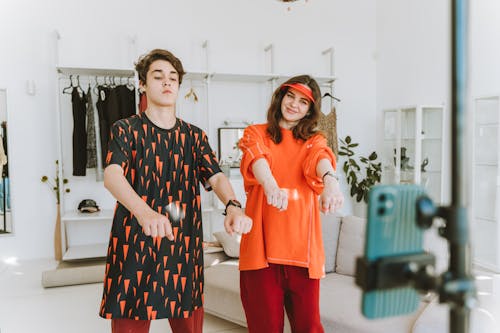 Stylish Mother and Son doing a Video 