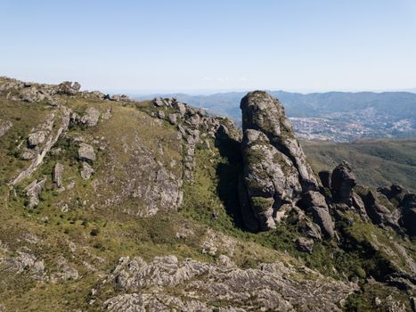 A breathtaking aerial view of rocky formations in Minas Gerais, Brazil.