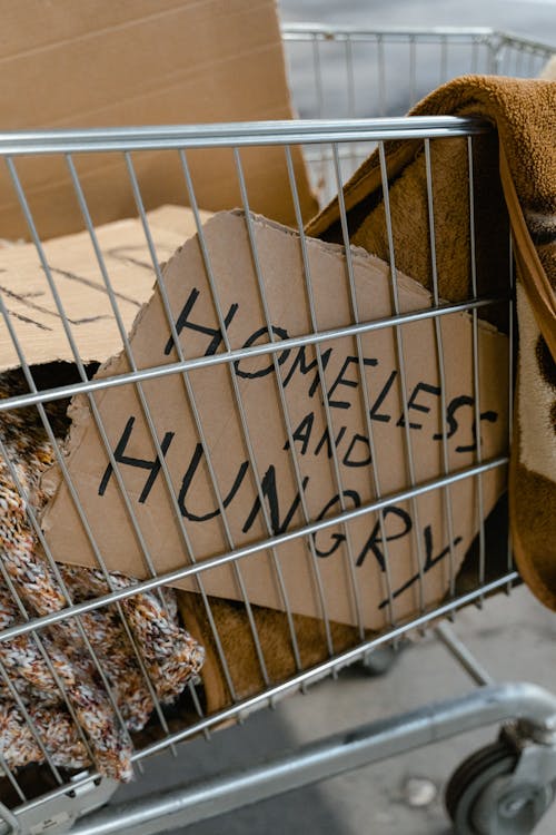 Free Cardboard Banner in a Grocery Cart Stock Photo