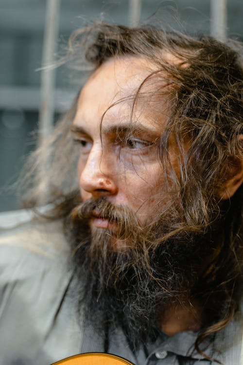 Free Close-up Photo of a Depressed Homeless Man  Stock Photo