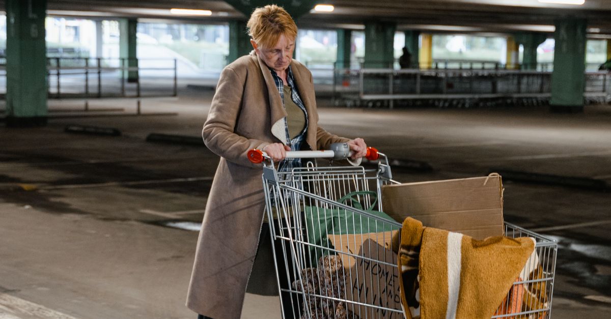 Beggaring A Homeless Woman Pushing a Cart · Free Stock Photo