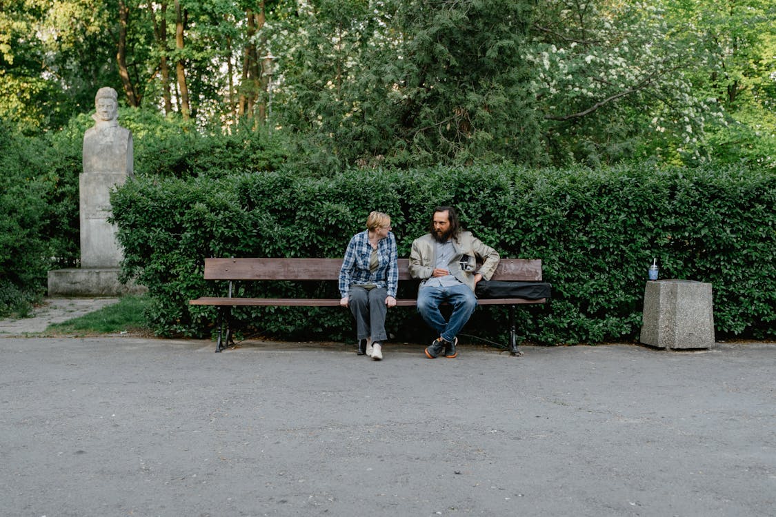 Free Homeless People Staying 
in the Park Stock Photo
