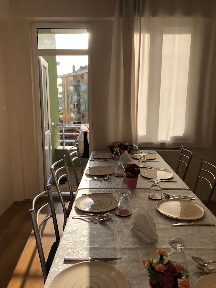 Simple Dinner Table Setting In An Apartment 